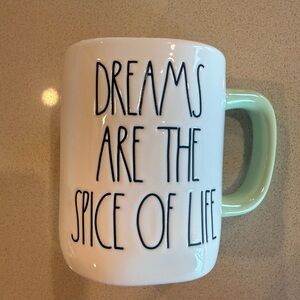Disney Rae Dunn White Mug with Green Handle - Dreams Are the Spice of Life-Tiana